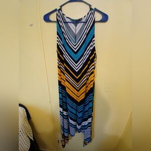 Striped Dress in Blue, Yellow, and Black